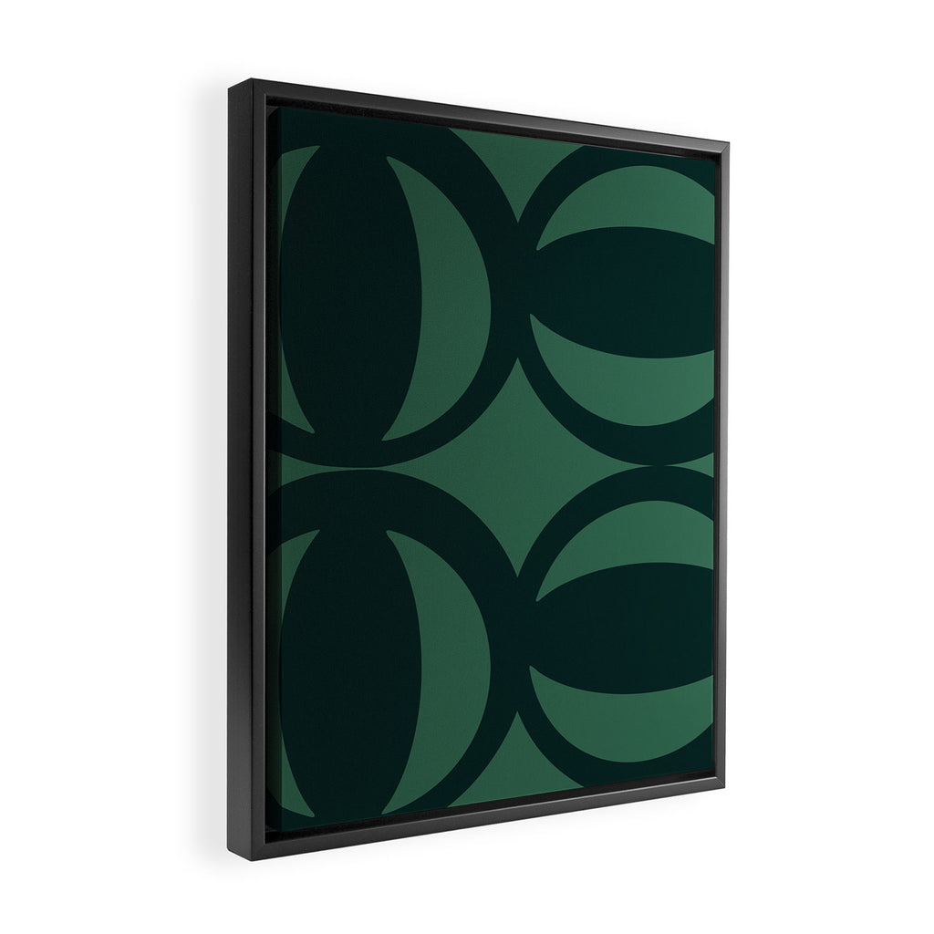 Retro Orbit Forest Green - Mid Century Modern Geometric Framed Canvas Print Gallery Image 2