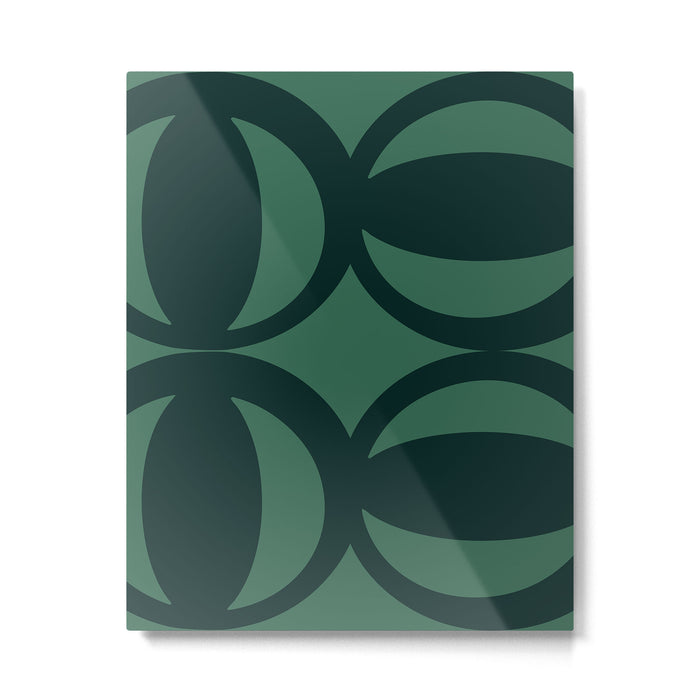 Retro Orbit Forest Green - Mid Century Modern Geometric Metal Print Gallery Image 1