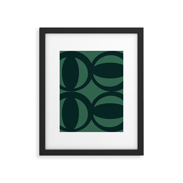 Retro Orbit Forest Green - Mid Century Modern Geometric Framed Art Print Gallery Image 1