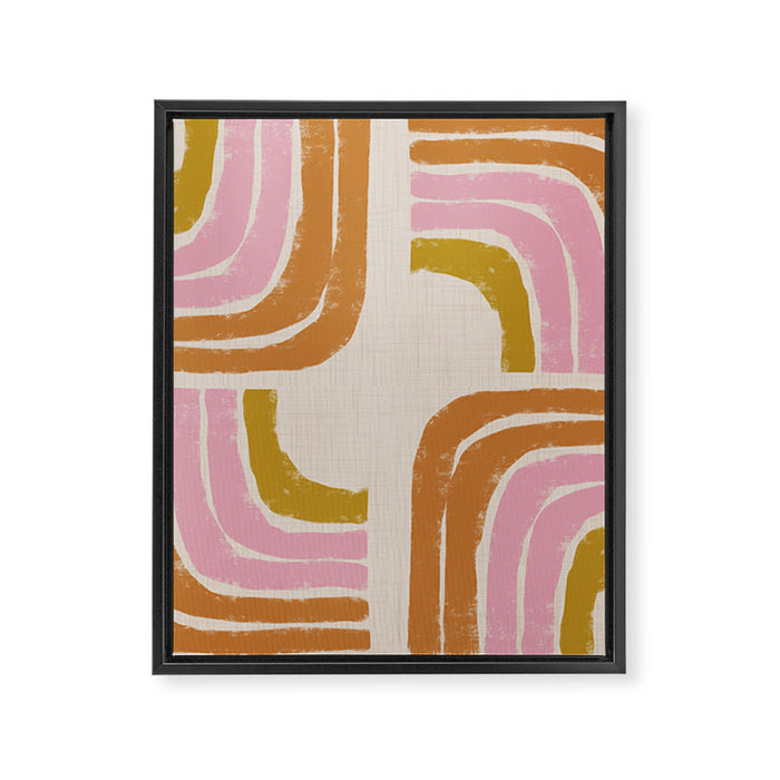Retro Rainbow Geo - Mid Century Modern Arc Framed Canvas Print Gallery Image 1