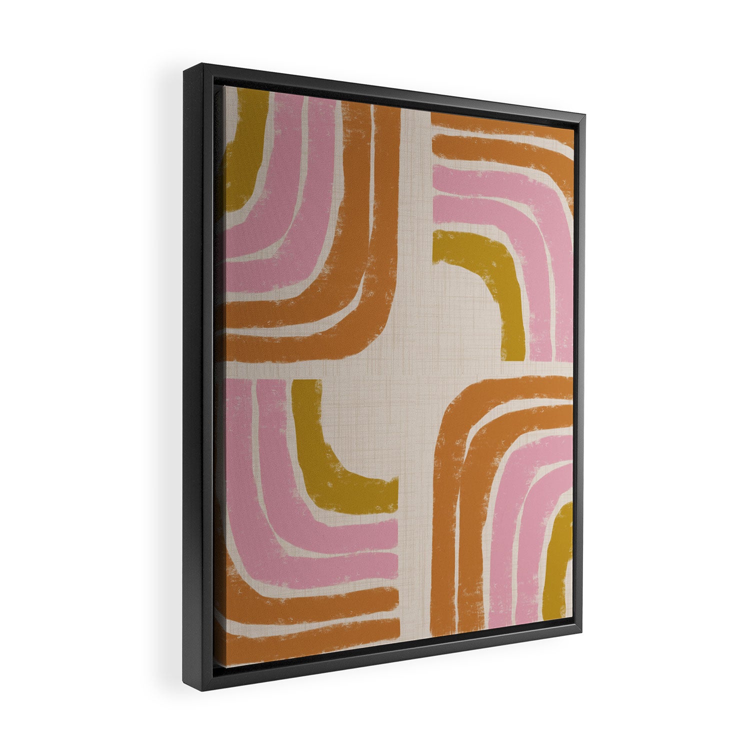 Retro Rainbow Geo - Mid Century Modern Arc Framed Canvas Print Gallery Image 2