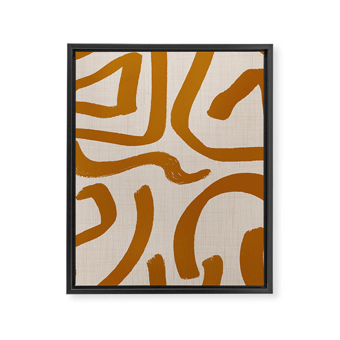 Retro Terra Scribbles - Abstract Mid Century Brush Framed Canvas Print Gallery Image 1