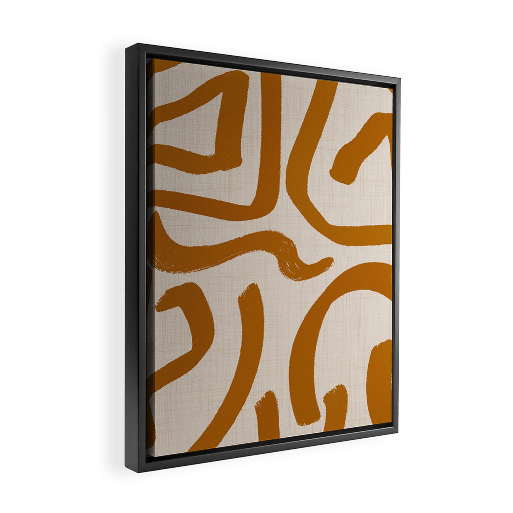 Retro Terra Scribbles - Abstract Mid Century Brush Framed Canvas Print Gallery Image 2