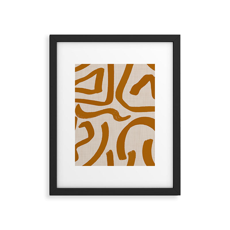 Retro Terra Scribbles - Abstract Mid Century Brush Framed Art Print Gallery Image 6