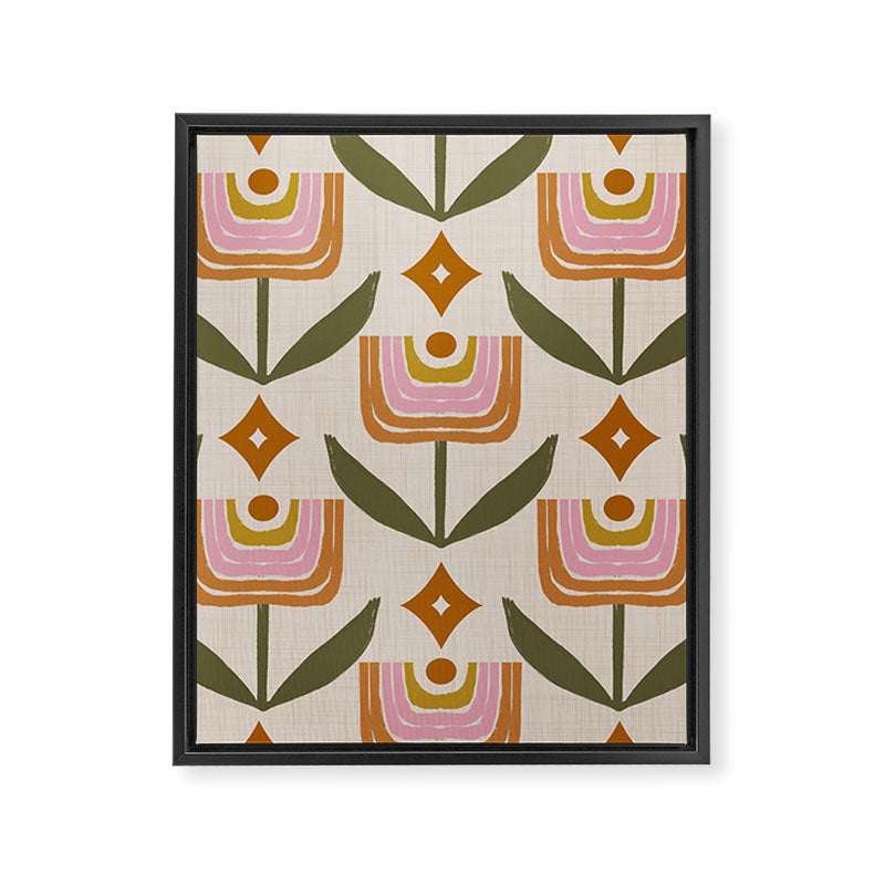 Retro Tulip Bloom - Mid Century Modern Floral Framed Canvas Print Gallery Image 8
