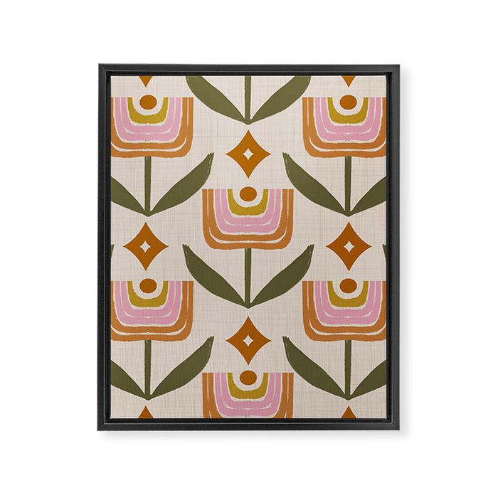 Retro Tulip Bloom - Mid Century Modern Floral Framed Canvas Print Gallery Image 1