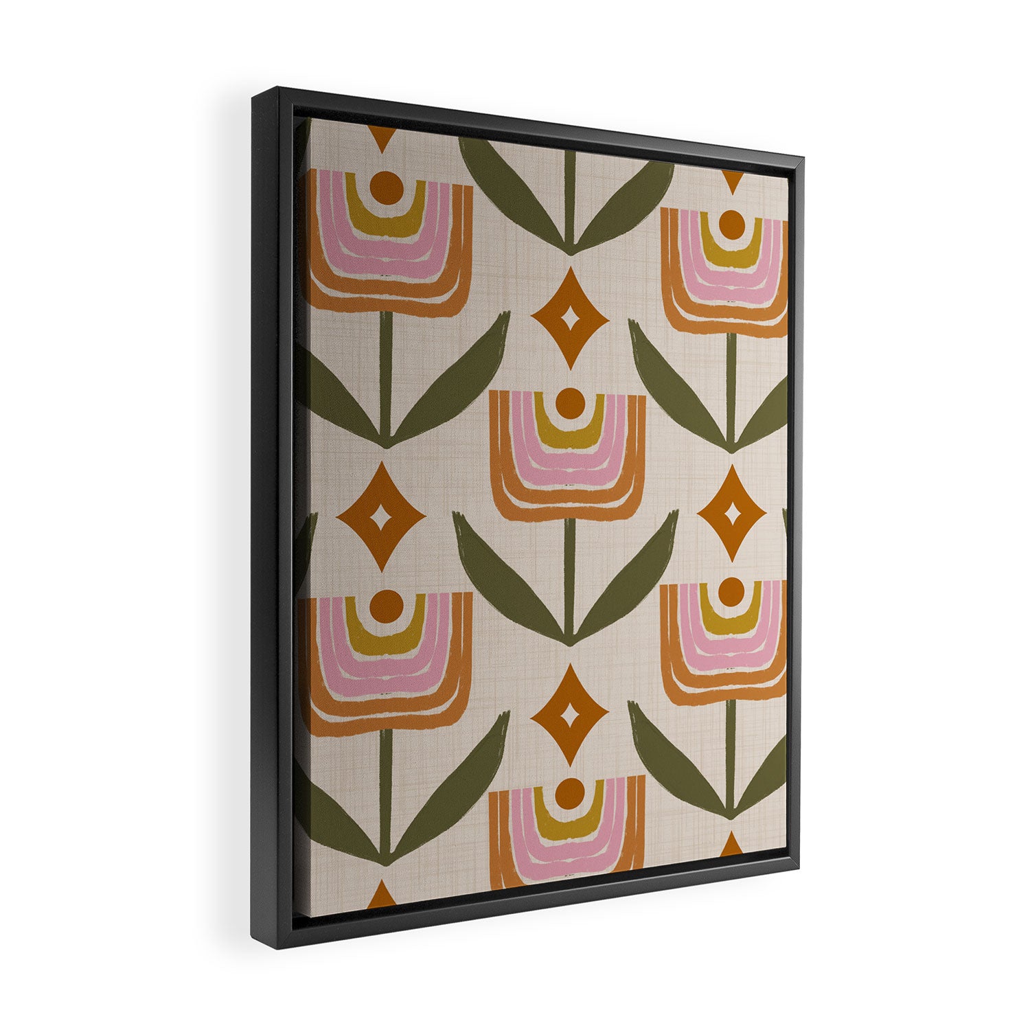 Retro Tulip Bloom - Mid Century Modern Floral Framed Canvas Print Gallery Image 2