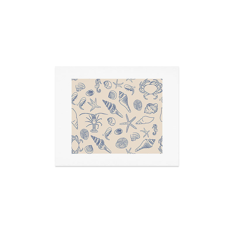 Seahorse Ocean Nautical Coastal Serenity Blue Ivory  Art Print Gallery Image 1