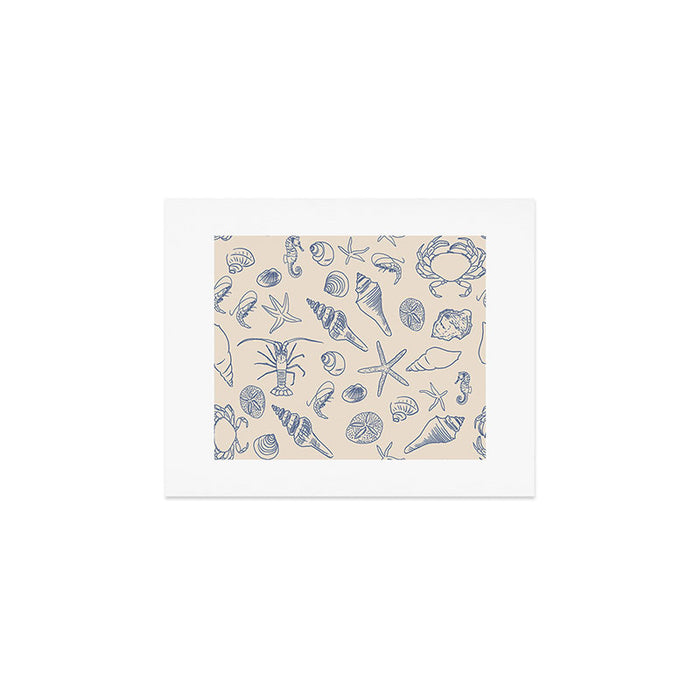 Seahorse Ocean Nautical Coastal Serenity Blue Ivory  Art Print Gallery Image 1