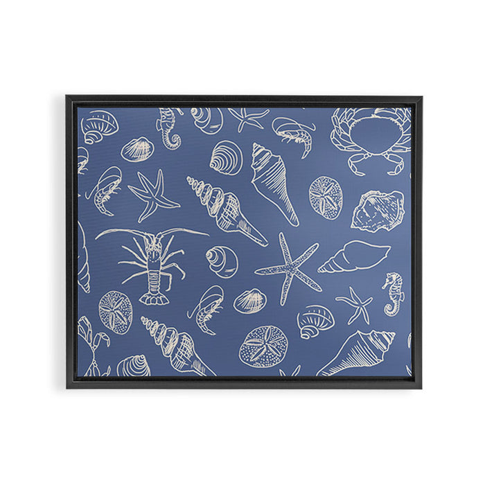 Seahorse Ocean Nautical Coastal Serenity Blue  Framed Canvas Print Gallery Image 1