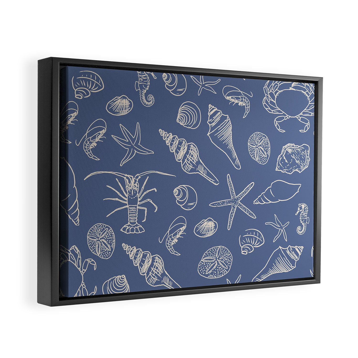 Seahorse Ocean Nautical Coastal Serenity Blue  Framed Canvas Print Gallery Image 2