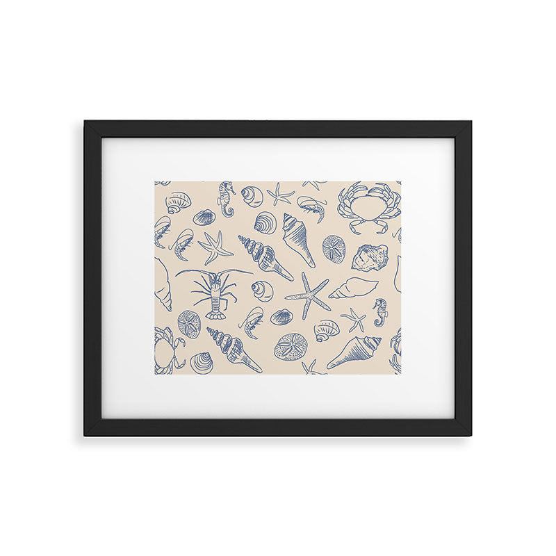 Seahorse Ocean Nautical Coastal Serenity Blue Ivory  Framed Art Print Gallery Image 5