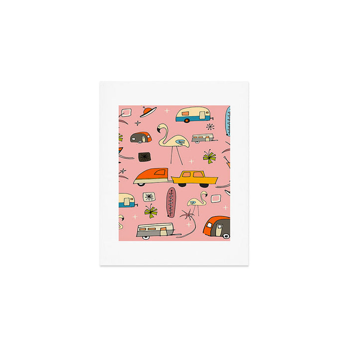Vintage kitsch Pink Art Print Gallery Image 1