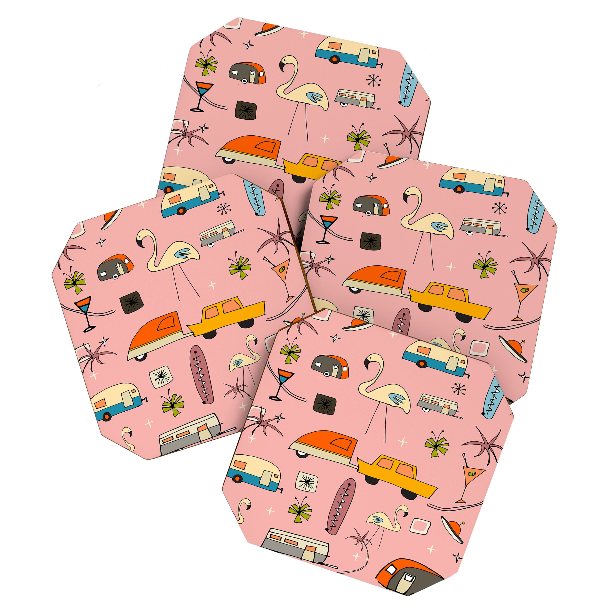 Vintage kitsch Pink Coaster Gallery Image 1