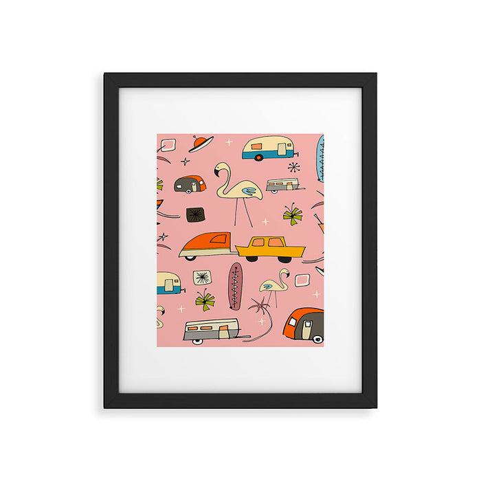 Vintage kitsch Pink Framed Art Print Gallery Image 1