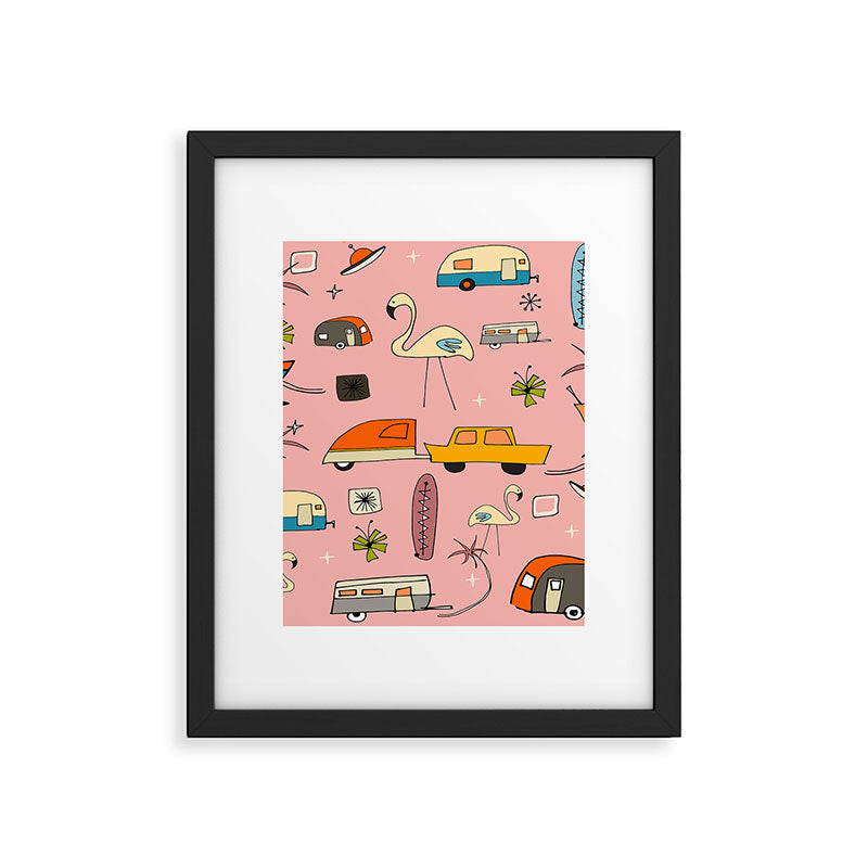 Vintage kitsch Pink Framed Art Print Gallery Image 6