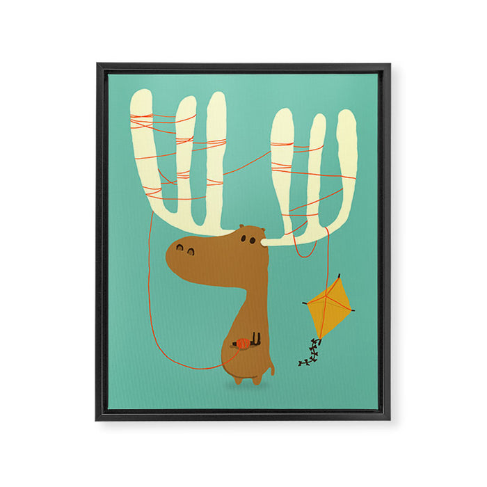 A moose ing Framed Canvas Print Gallery Image 1