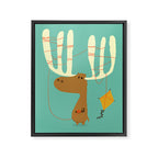 A moose ing Framed Canvas Print Gallery Image 6