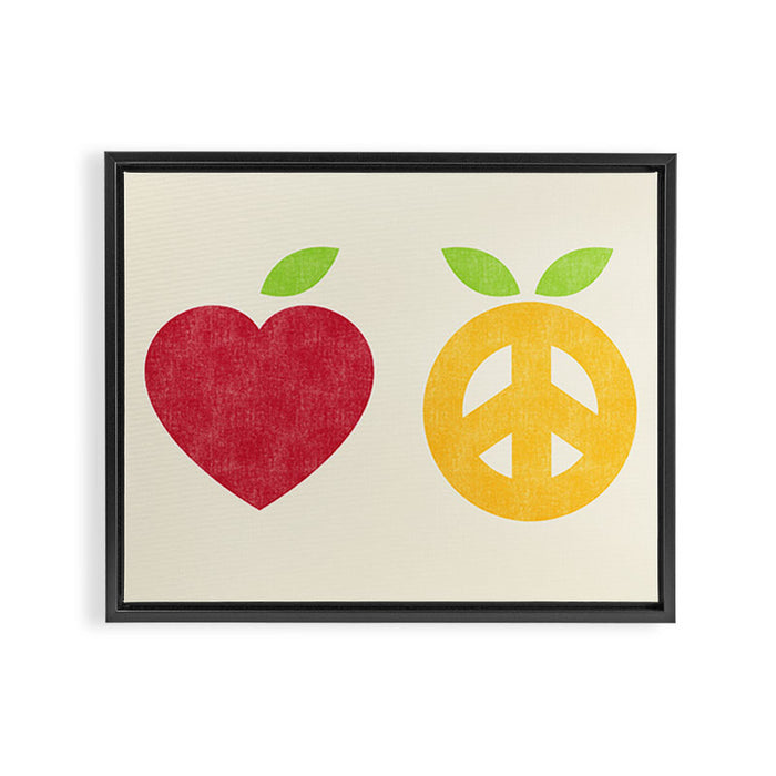 Apple and Orange - Love and Peace Framed Canvas Print Gallery Image 1
