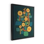 Bird in mid-century garden Framed Canvas Print Gallery Image 2