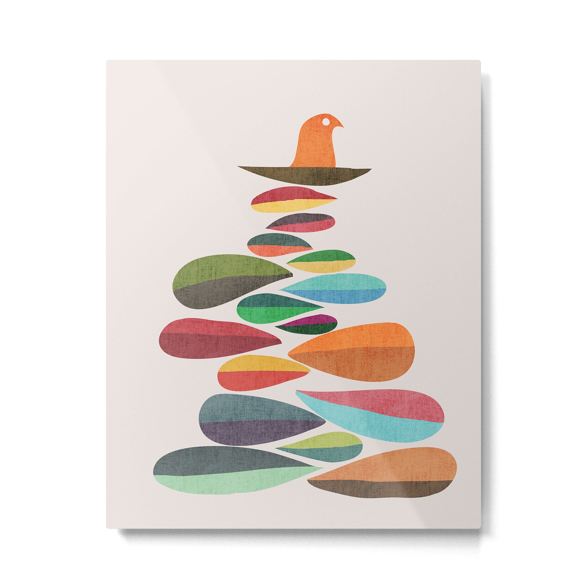 Bird nesting on top of pebbles hill Metal Print Gallery Image 4