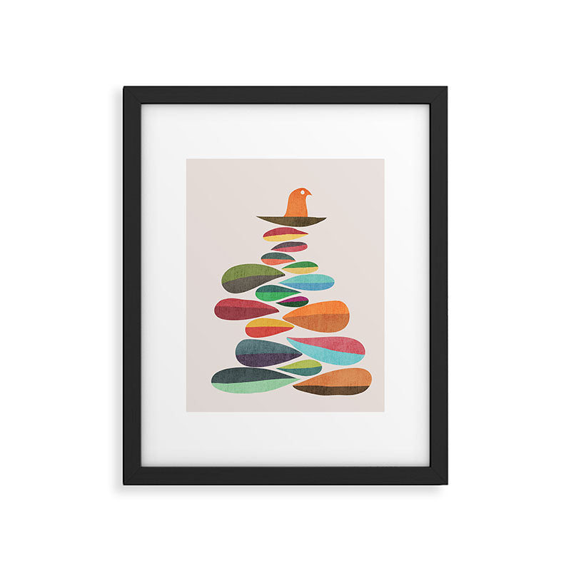 Bird nesting on top of pebbles hill Framed Art Print Gallery Image 5