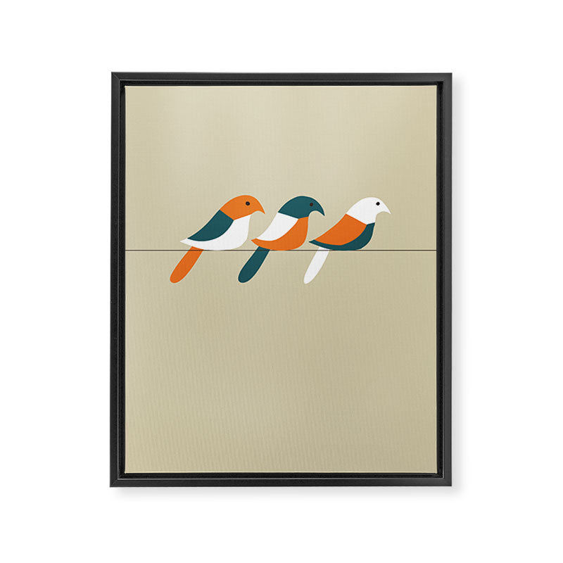 Birds on wire Framed Canvas Print Gallery Image 6