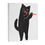 Black cat with flute Canvas Print Gallery Image 6