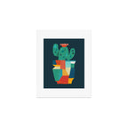 Blooming cactus in cracked pot Art Print Gallery Image 1
