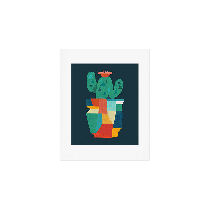 Blooming cactus in cracked pot Art Print Gallery Image 1