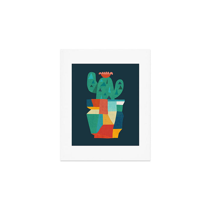 Blooming cactus in cracked pot Art Print Gallery Image 1