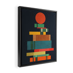 Book stack with a ball Framed Canvas Print Gallery Image 2