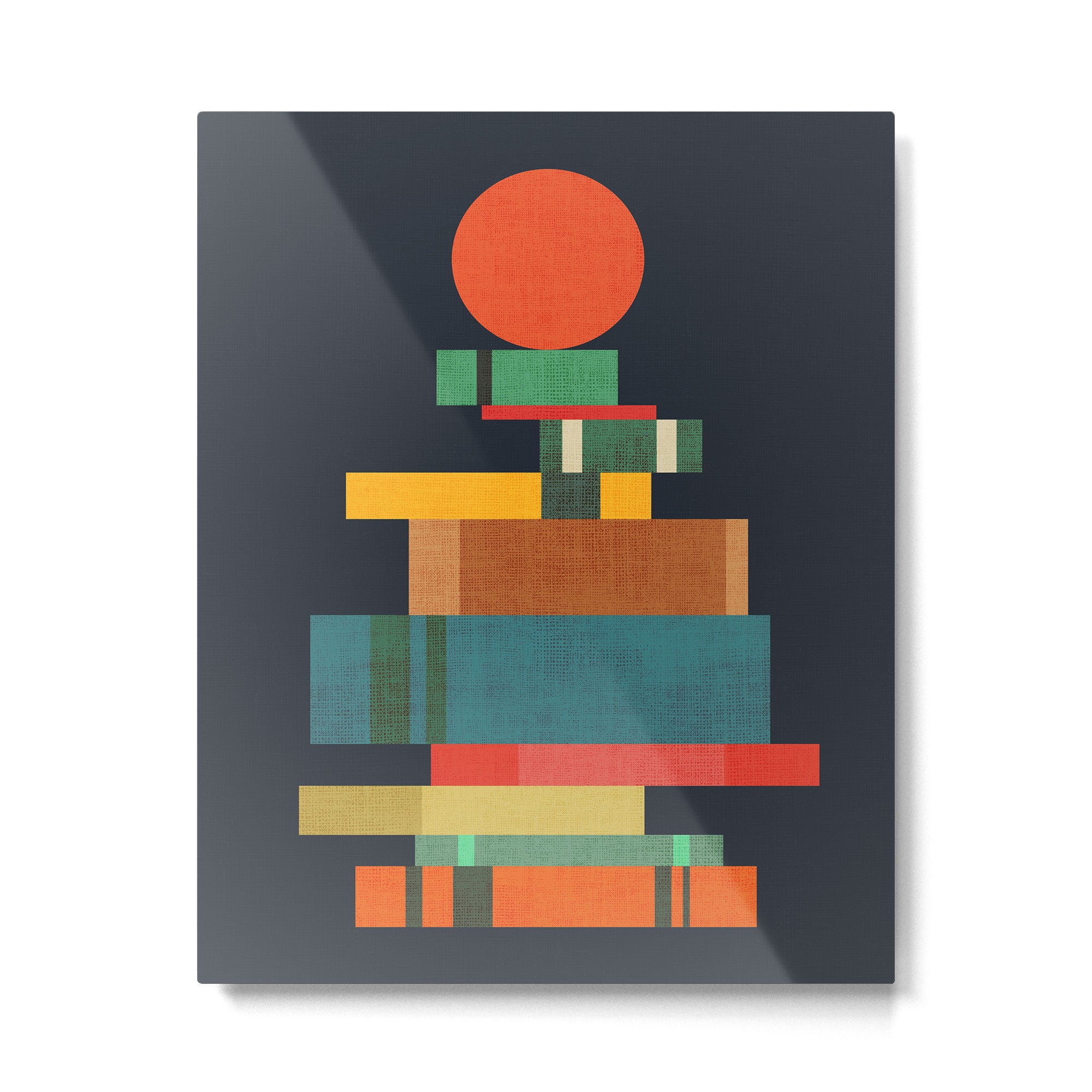 Book stack with a ball Metal Print Gallery Image 4
