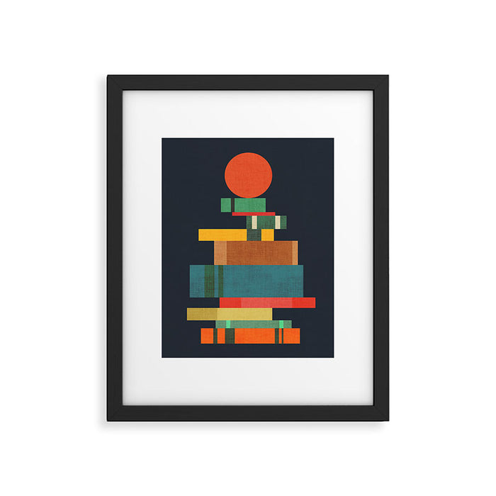 Book stack with a ball Framed Art Print Gallery Image 1
