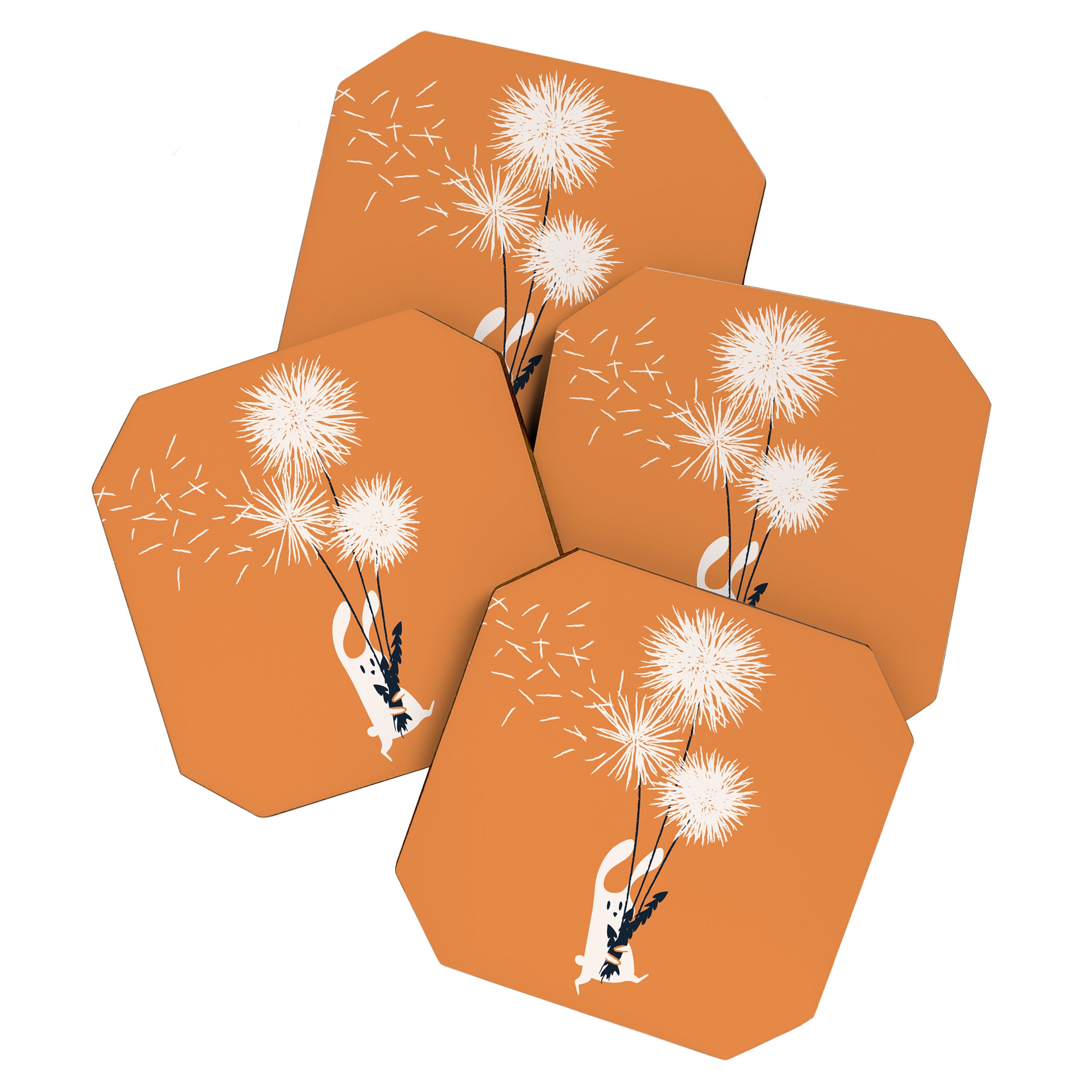 Bunny and Dandelion Bouquet Coaster Gallery Image 1
