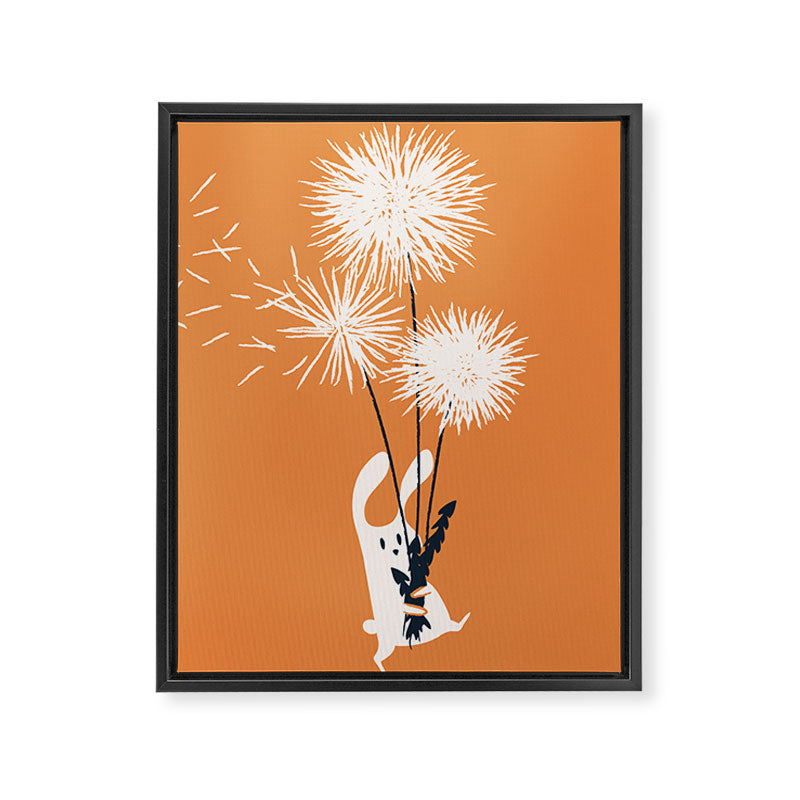 Bunny and Dandelion Bouquet Framed Canvas Print Gallery Image 6