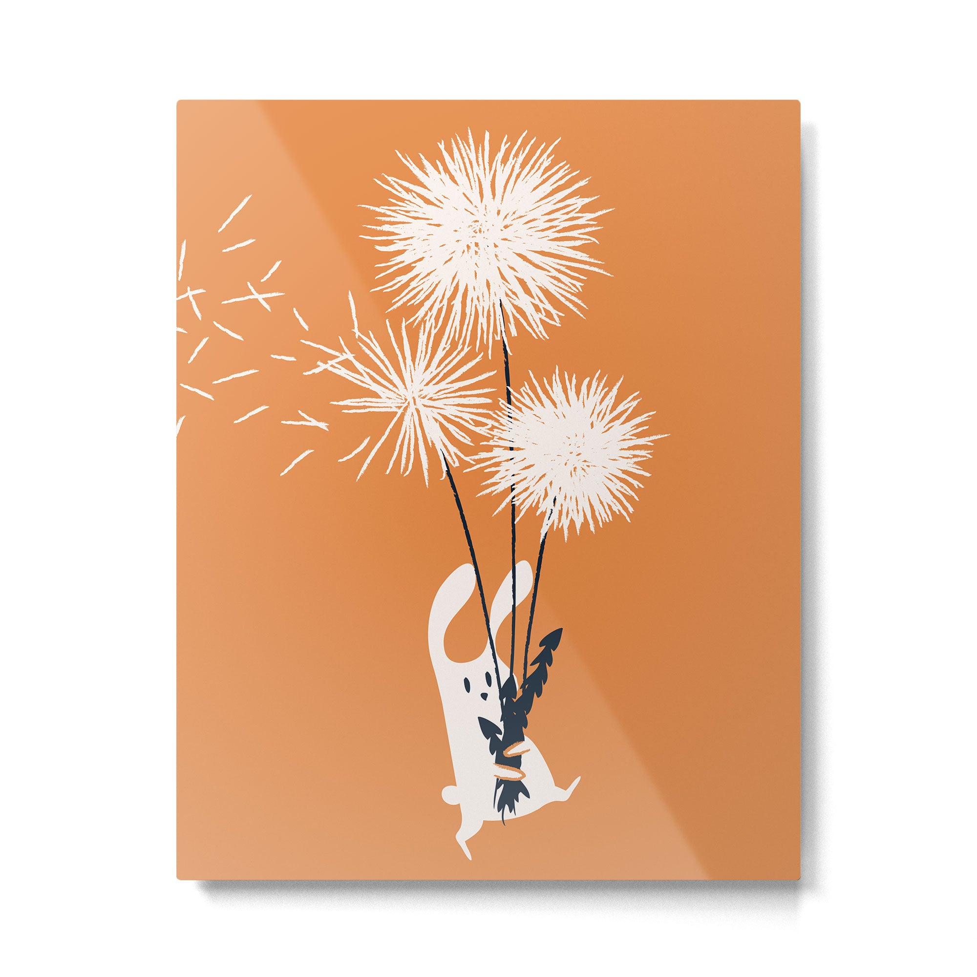 Bunny and Dandelion Bouquet Metal Print Gallery Image 4