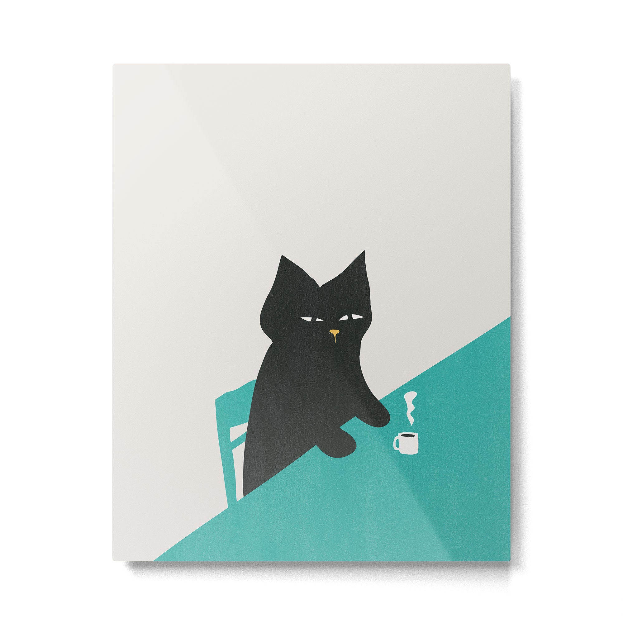 Cat drinking coffee Metal Print Gallery Image 4
