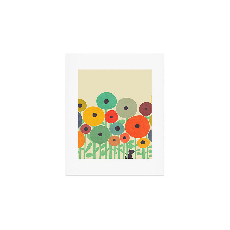 Cat in flower garden Art Print Gallery Image 1