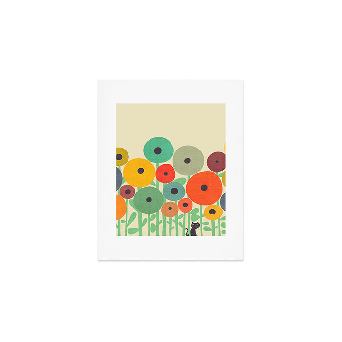 Cat in flower garden Art Print Gallery Image 1