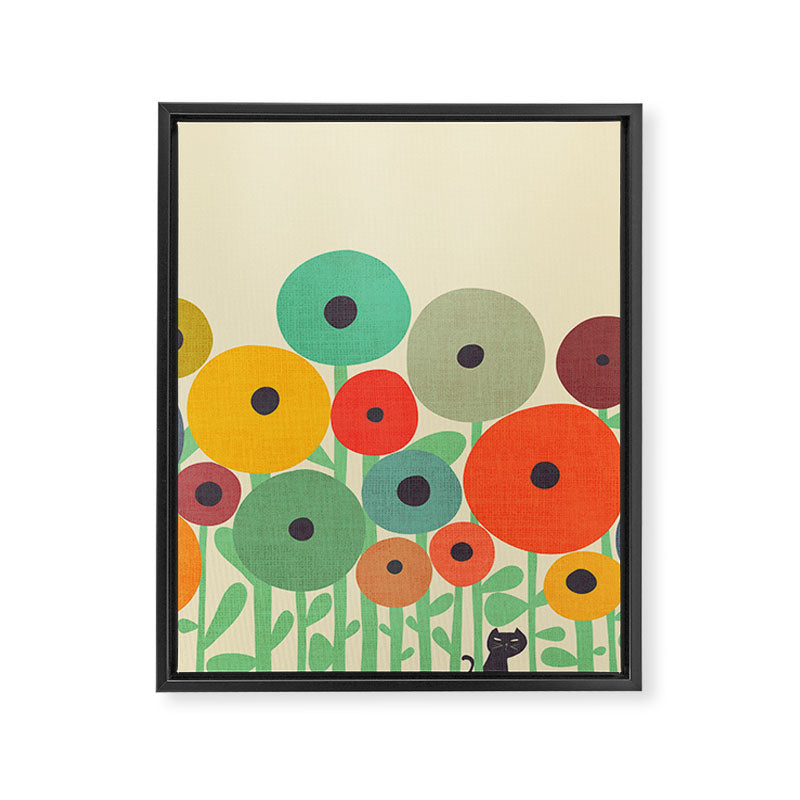 Cat in flower garden Framed Canvas Print Gallery Image 6