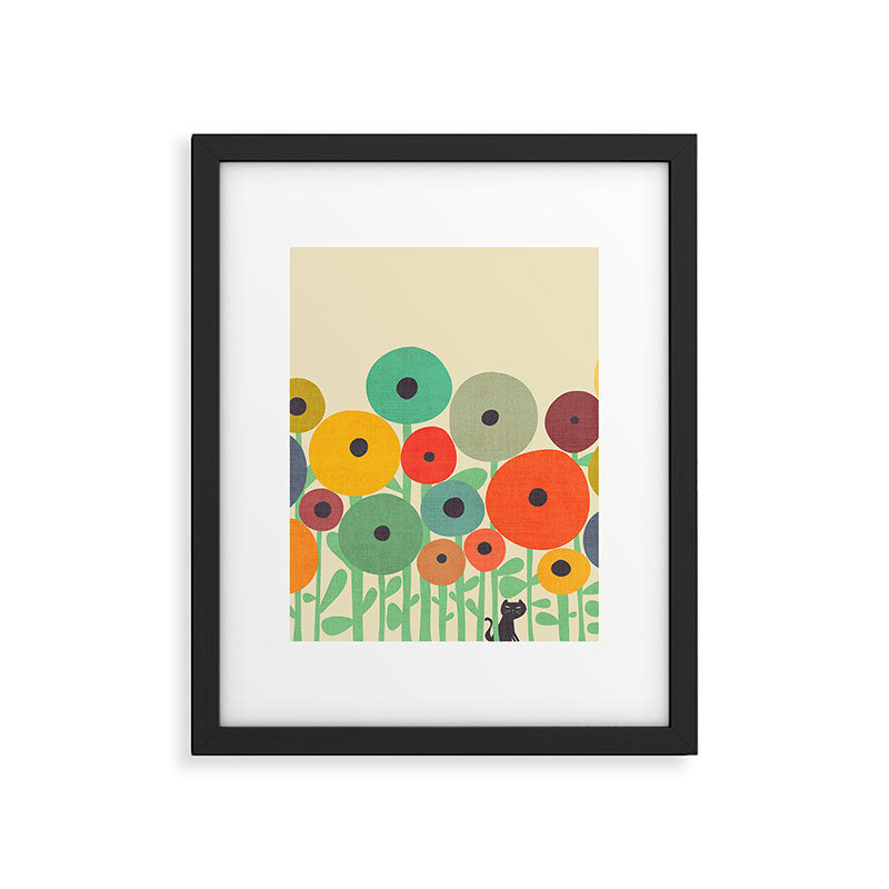Cat in flower garden Framed Art Print Gallery Image 5