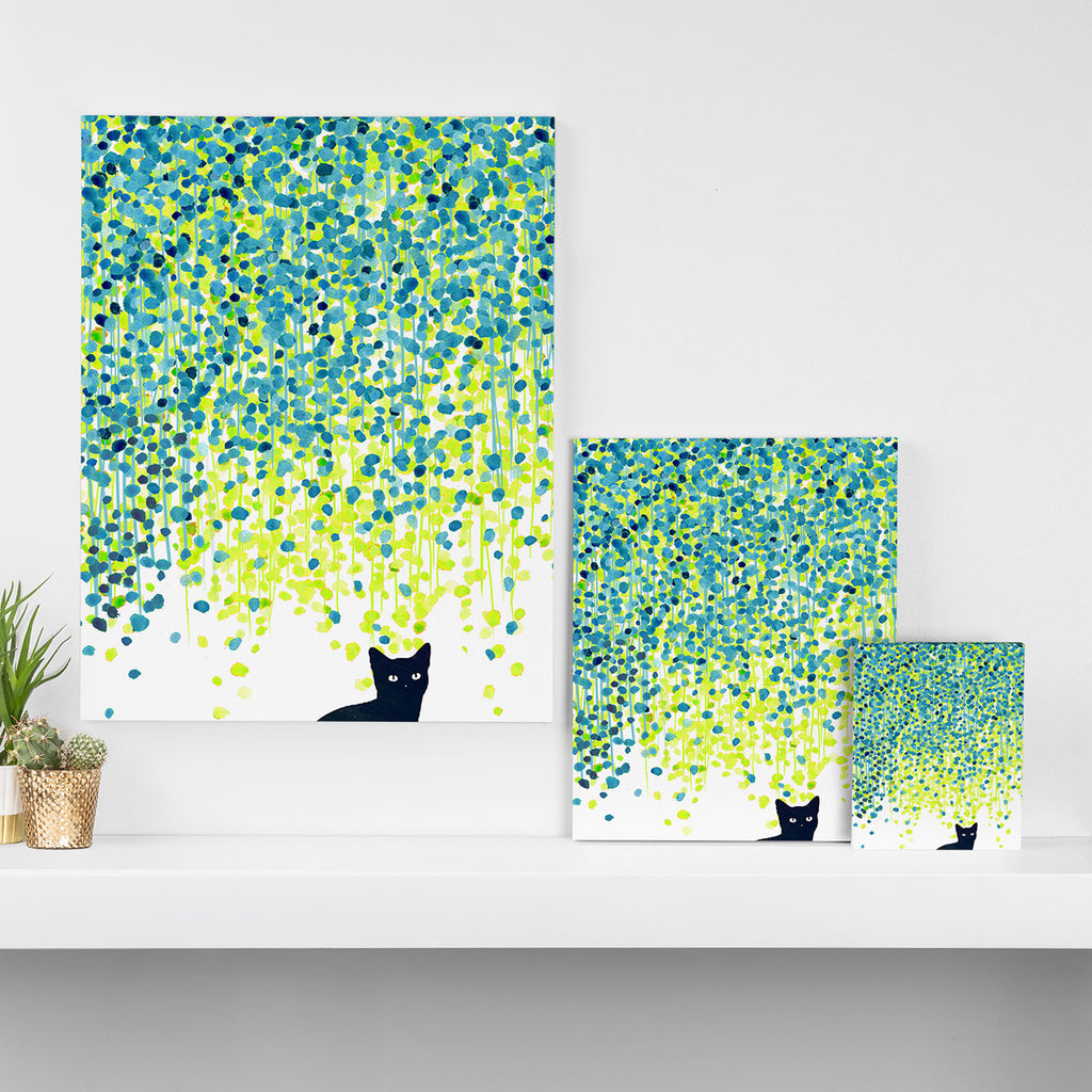 Cat in the garden under willow tree Canvas Print Gallery Image 3