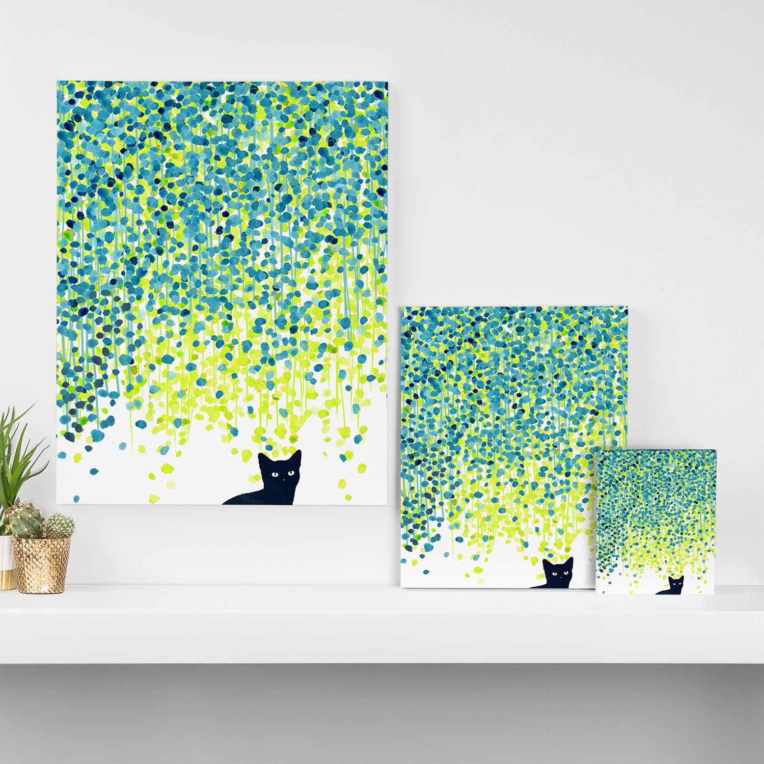 Cat in the garden under willow tree Canvas Print Gallery Image 3