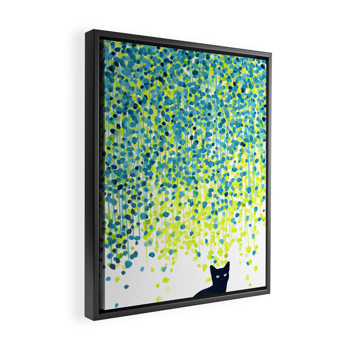 Cat in the garden under willow tree Framed Canvas Print Gallery Image 2