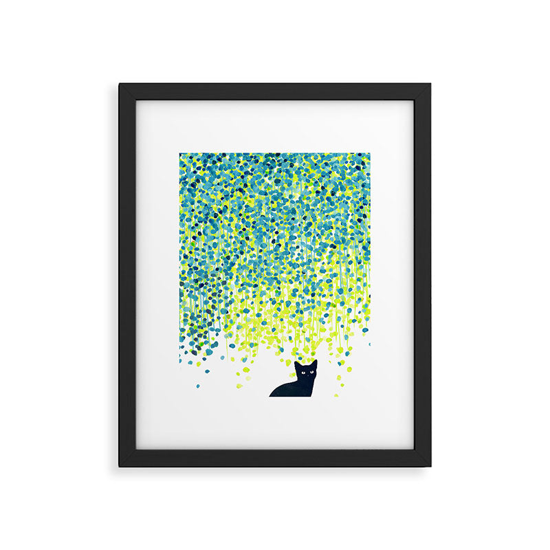 Cat in the garden under willow tree Framed Art Print Gallery Image 5
