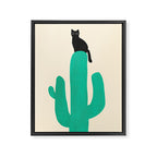 Cat on cactus Framed Canvas Print Gallery Image 6