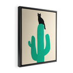 Cat on cactus Framed Canvas Print Gallery Image 2