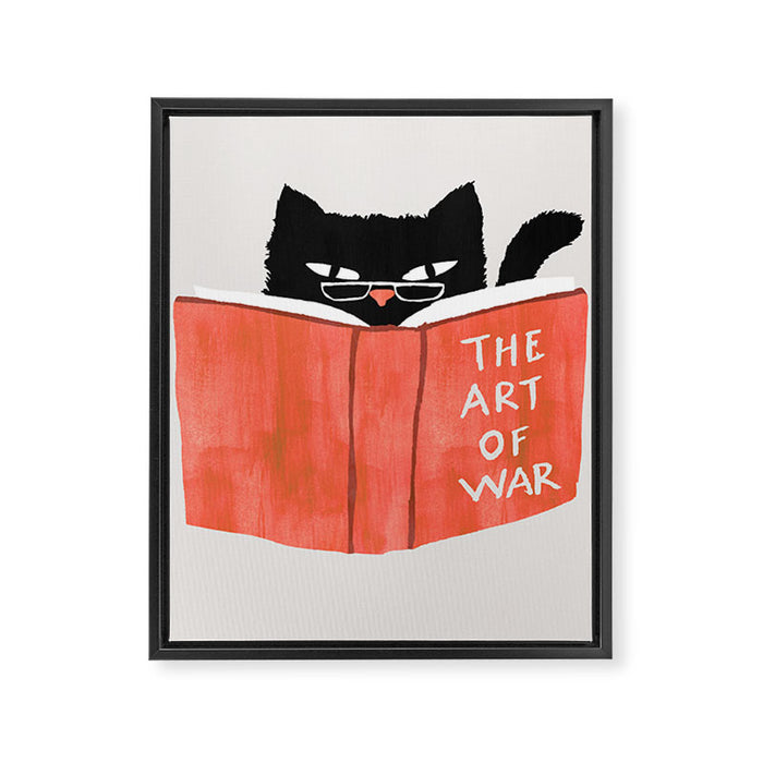Cat reading book Framed Canvas Print Gallery Image 1