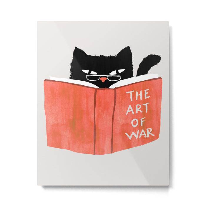 Cat reading book Metal Print Gallery Image 1